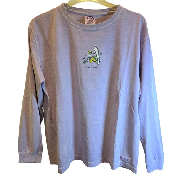 Life Is Good Tops - VTG Life is Good Long Sleeve Tee Womens Sz Large Lavender Purple Snowboard